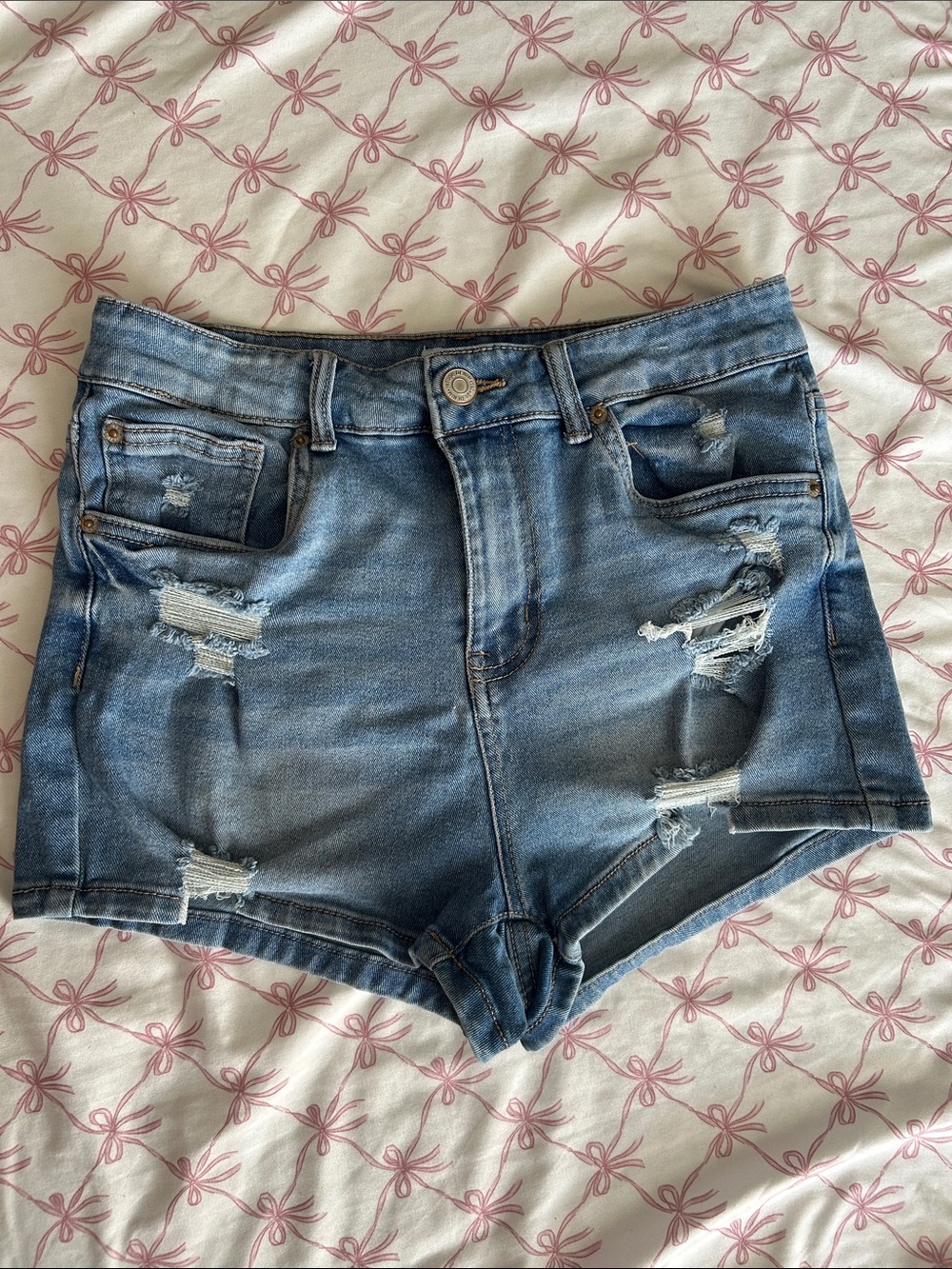 Distressed Ripped High waisted denim shorts